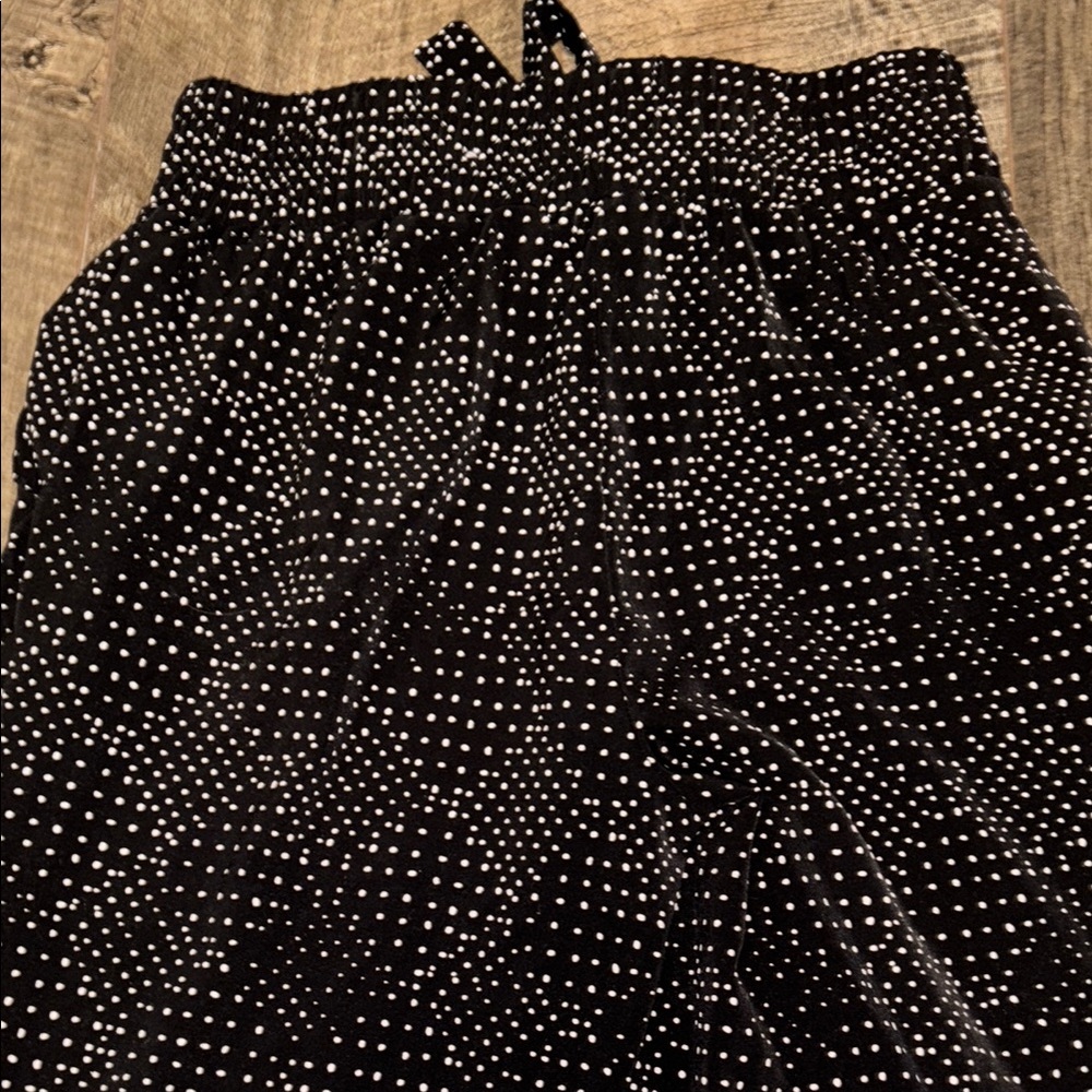 💜💜 Black and White Polka Dot Adorable Capri Summer Jogger Dress Pants - Picture 9 of 10
